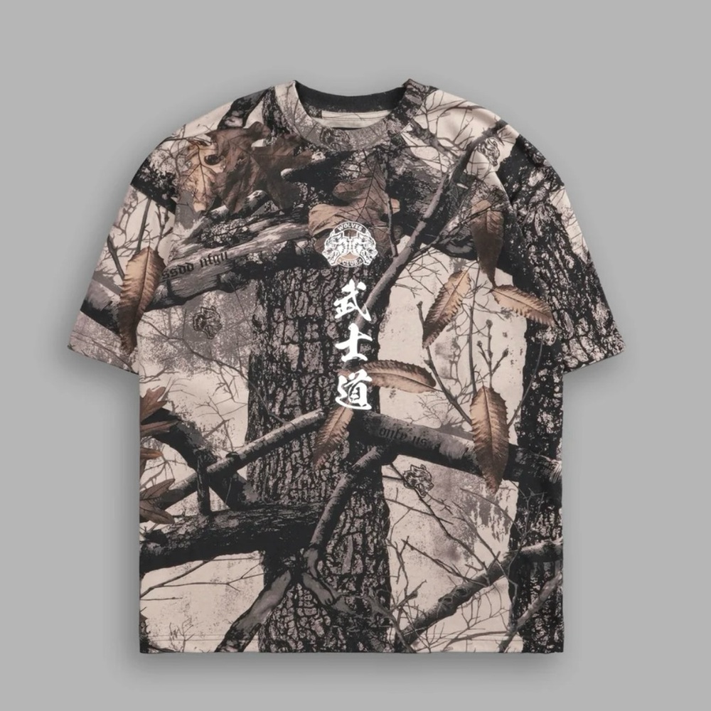 INFERNO "PREMIUM" OVERSIZED UNISEX TEE IN CLAY WOODLAND CAMO
